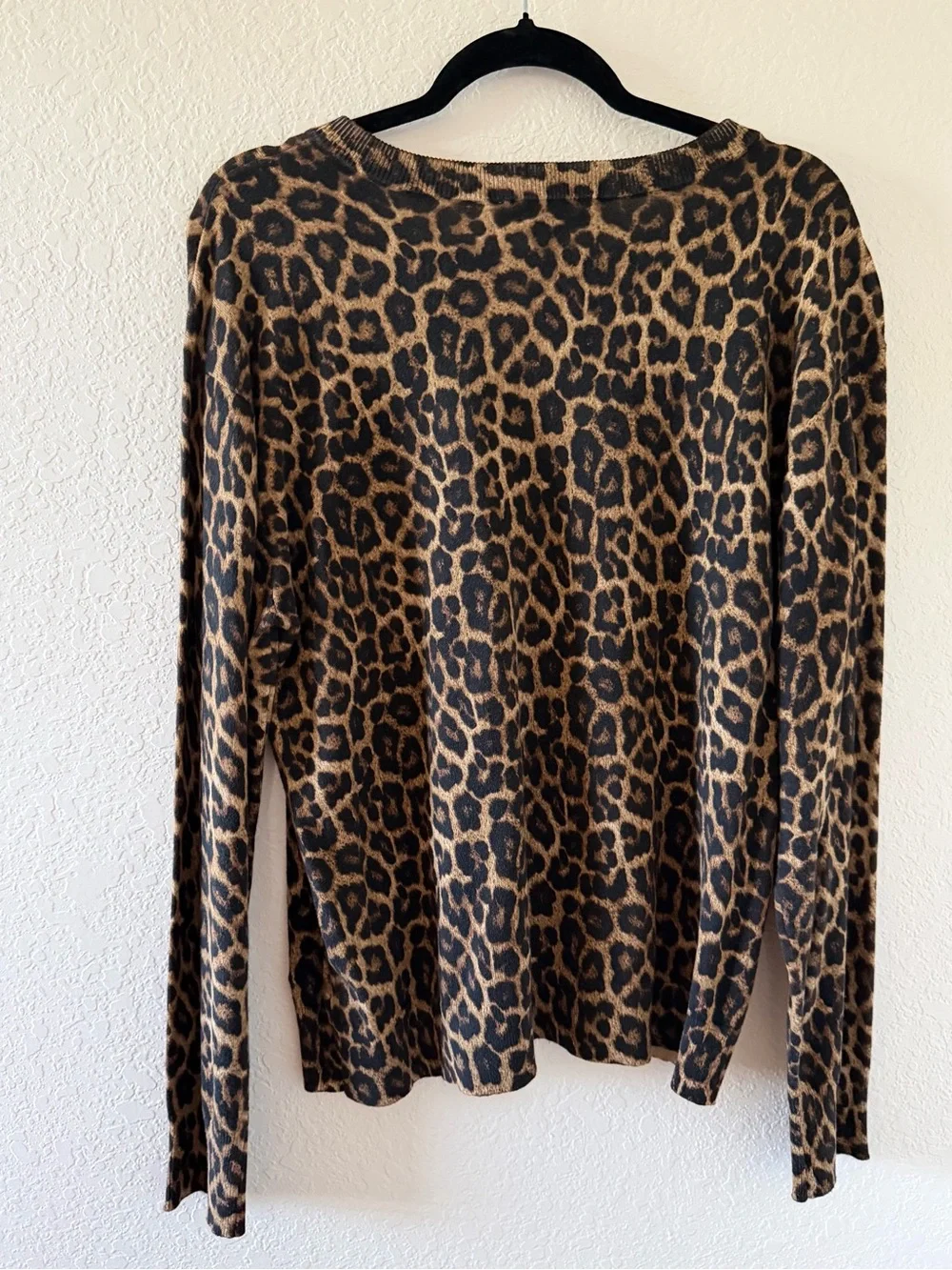 Michael Kors Leopard Print Long Sleeve Sweater - Brown/Black Size Large
